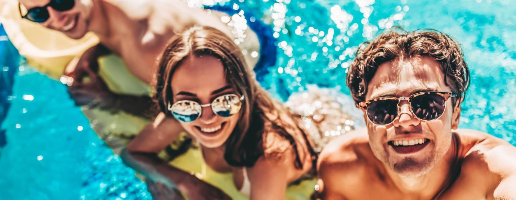 a group of people in a pool